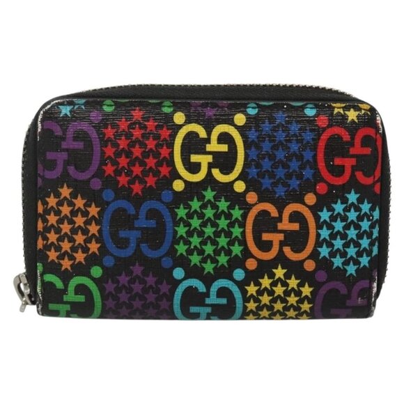 GUCCI GG Psychedelic Compact Wallet Black Silver - Picture 1 of 14